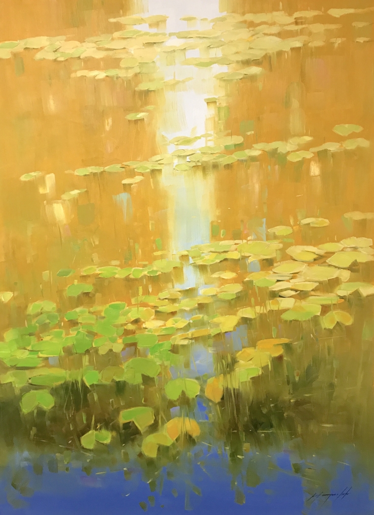 Waterlilies-Fall, Original oil Painting, Handmade artwork, One of a Kind   